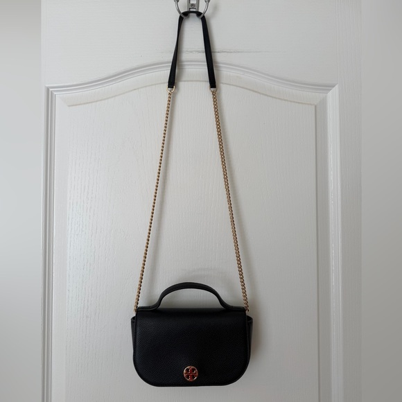 Tory Burch Limited Edition Top Handle Mini Bag Black Gold Crossbody - Picture 2 of 15